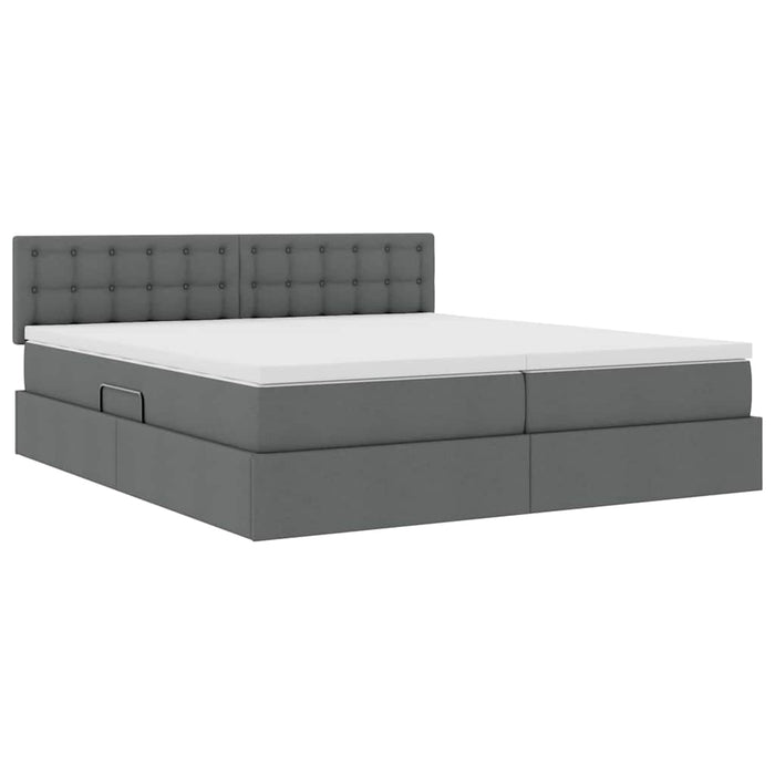 Pat cu lumini cu bandă LED Gri închis 180 x 200 cm țesătură - WALTI WALTI
