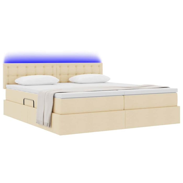 Pat cu lumini cu bandă LED Creme 180 x 200 cm țesătură - WALTI WALTI