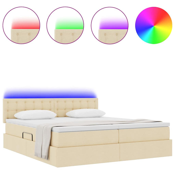 Pat cu lumini cu bandă LED Creme 180 x 200 cm țesătură - WALTI WALTI