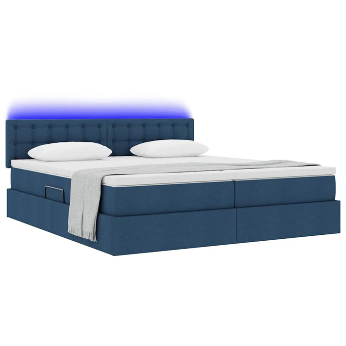 Pat cu lumini cu bandă LED albastru 180 x 200 cm țesătură - WALTI WALTI