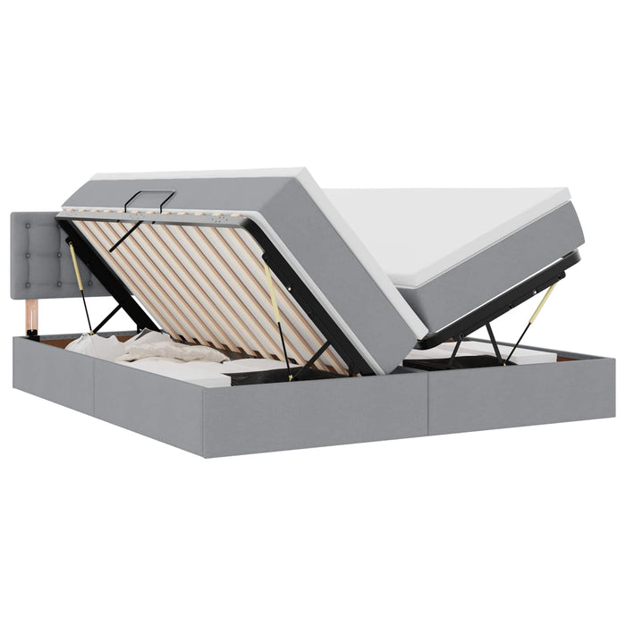 Pat cu lumini cu bandă LED Gri deschis 200 x 200 cm țesătură - WALTI WALTI