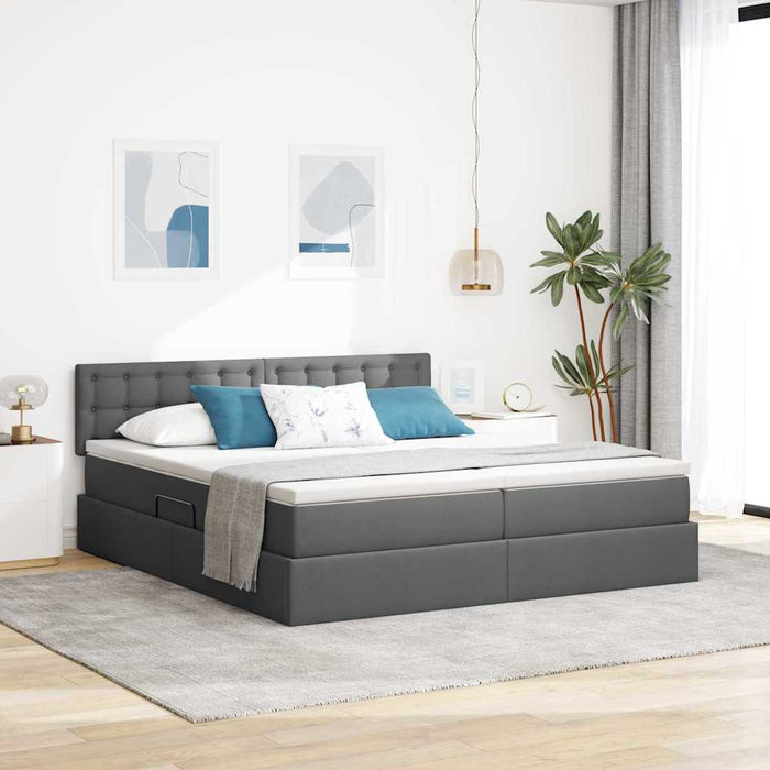 Pat cu lumini cu bandă LED Gri închis 200 x 200 cm țesătură - WALTI WALTI
