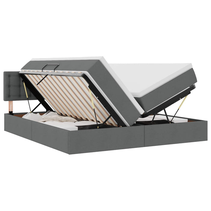 Pat cu lumini cu bandă LED Gri închis 200 x 200 cm țesătură - WALTI WALTI
