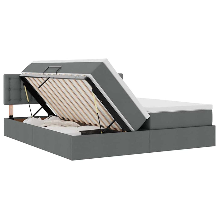 Pat cu lumini cu bandă LED Gri închis 200 x 200 cm țesătură - WALTI WALTI