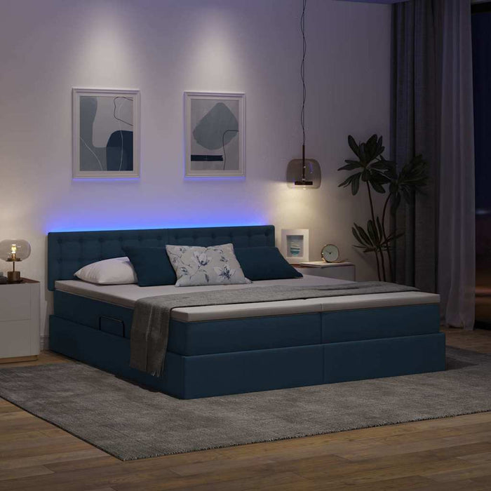 Pat cu lumini cu bandă LED albastru 200 x 200 cm țesătură - WALTI WALTI