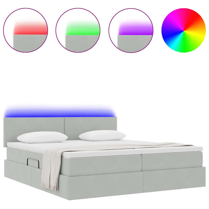 Pat cu lumini cu bandă LED Gri deschis 200 x 200 cm Catifea - WALTI WALTI