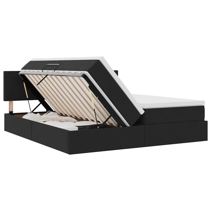 Pat cu lumini cu bandă LED Negru 200 x 200 cm Catifea - WALTI WALTI