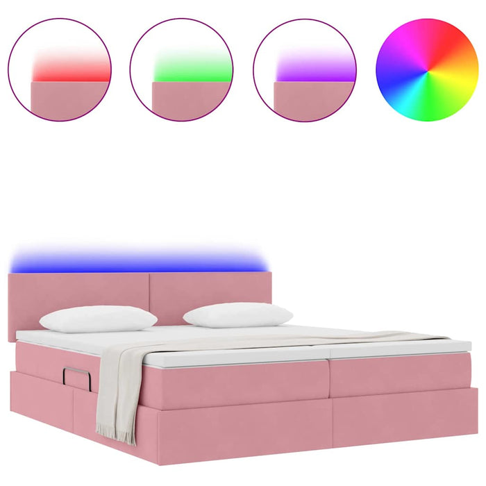 Pat cu lumini cu bandă LED Roz 200 x 200 cm Catifea - WALTI WALTI