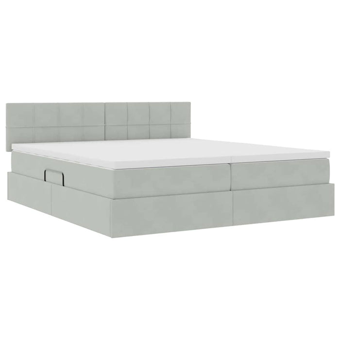 Pat cu lumini cu bandă LED Gri deschis 180 x 200 cm Catifea - WALTI WALTI