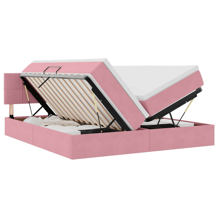 Pat cu lumini cu bandă LED Roz 200 x 200 cm Catifea - WALTI WALTI