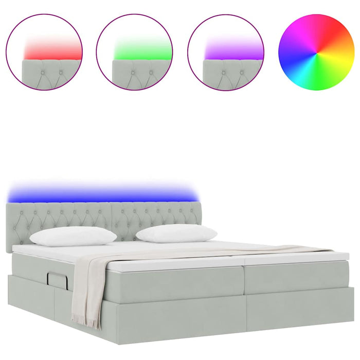 Pat cu lumini cu bandă LED Gri deschis 180 x 200 cm Catifea - WALTI WALTI