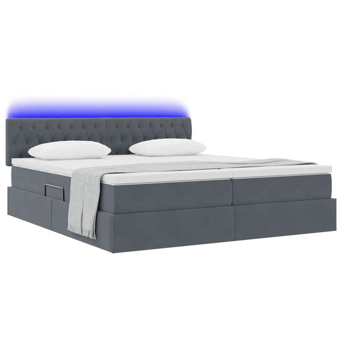 Pat cu lumini cu bandă LED Gri închis 200 x 200 cm Catifea - WALTI WALTI