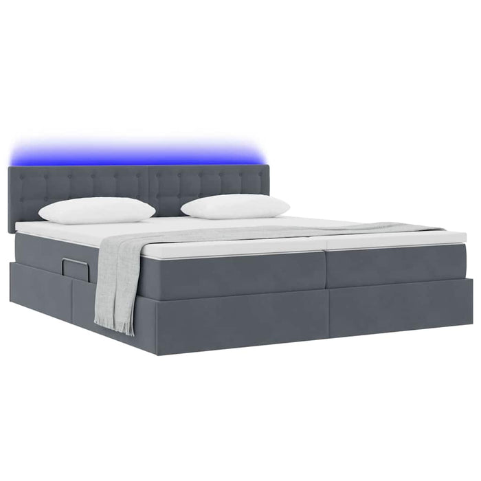 Pat cu lumini cu bandă LED Gri închis 180 x 200 cm Catifea - WALTI WALTI