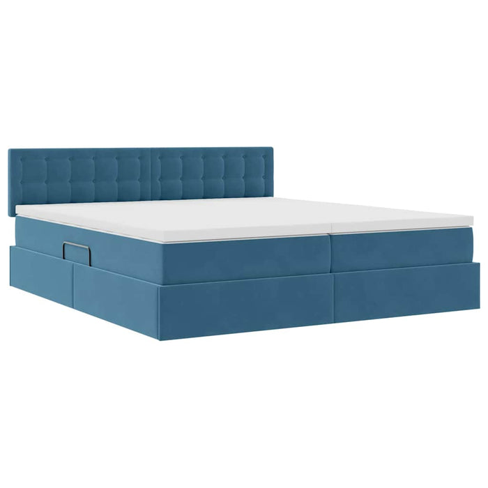 Pat cu lumini cu bandă LED Albastru închis 180 x 200 cm Catifea - WALTI WALTI