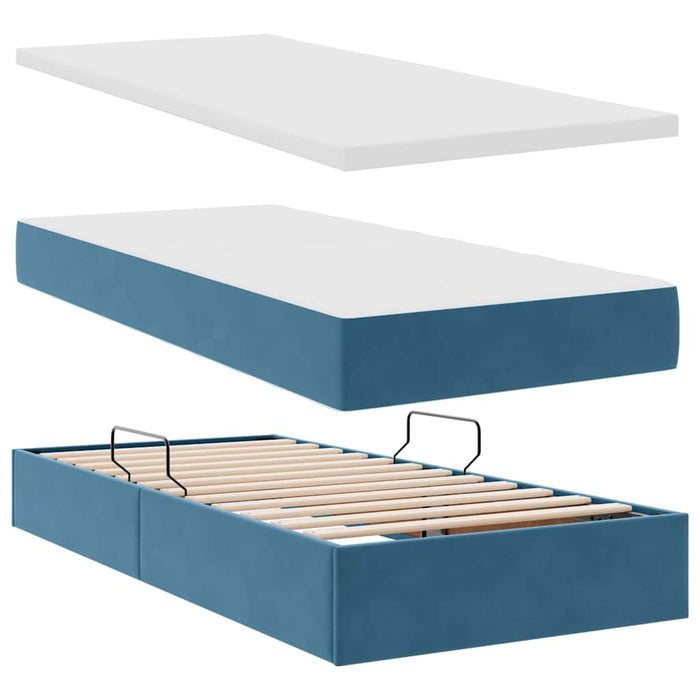 Pat cu lumini cu bandă LED Albastru închis 180 x 200 cm Catifea - WALTI WALTI