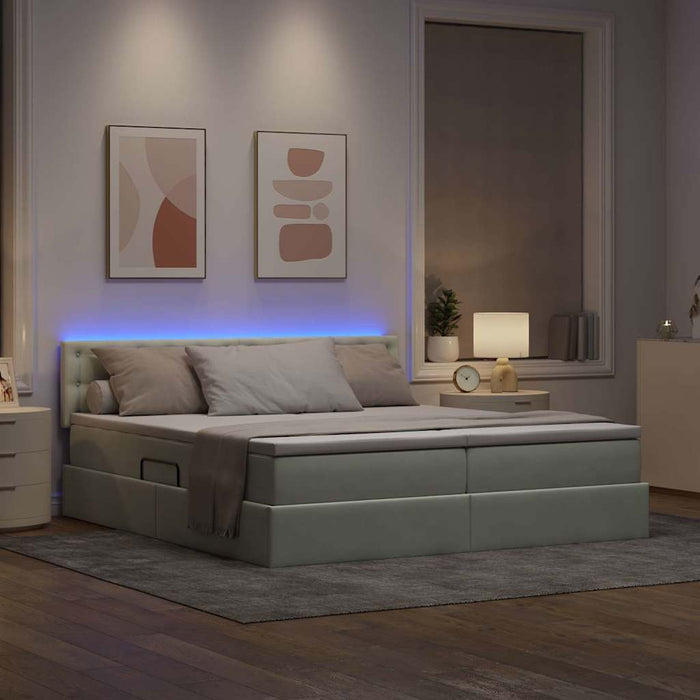 Pat cu lumini cu bandă LED Gri deschis 200 x 200 cm Catifea - WALTI WALTI