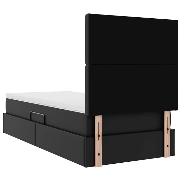 Pat cu storage cu saltea Negru 90 x 190 cm Piele artificială - WALTI WALTI