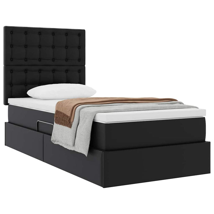 Pat cu storage cu saltea Negru 90 x 190 cm Piele artificială - WALTI WALTI