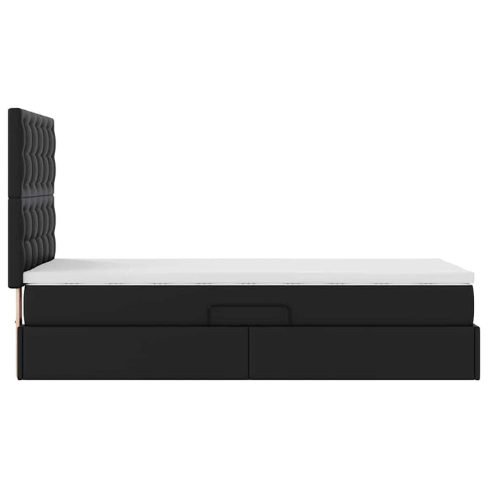 Pat cu storage cu saltea Negru 90 x 190 cm Piele artificială - WALTI WALTI