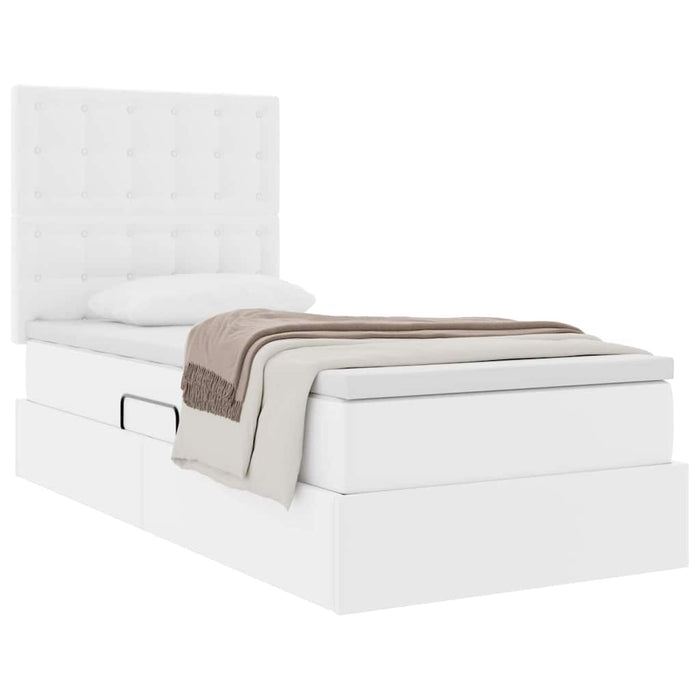 Pat cu storage cu saltea Alb pur 90 x 190 cm Piele artificială - WALTI WALTI