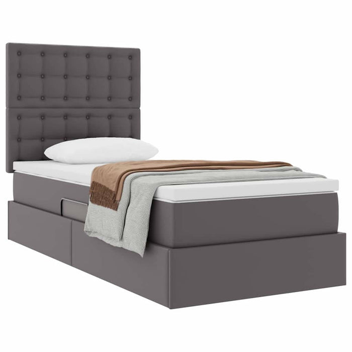Pat cu storage cu saltea Gri 90 x 200 cm Piele artificială - WALTI WALTI