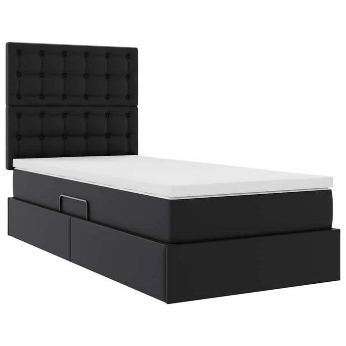 Pat cu storage cu saltea Negru 100 x 200 cm Piele artificială - WALTI WALTI