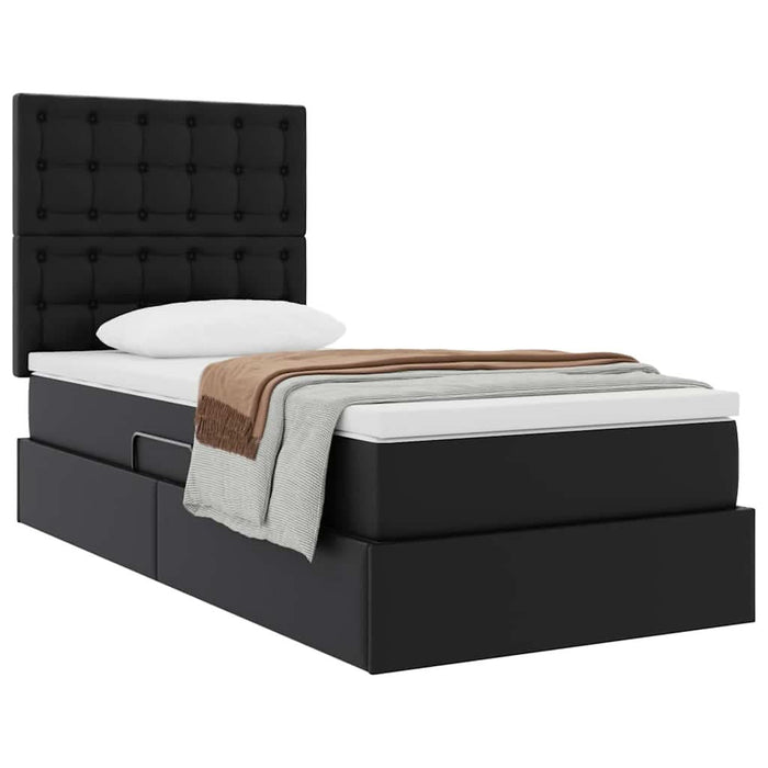 Pat cu storage cu saltea Negru 100 x 200 cm Piele artificială - WALTI WALTI