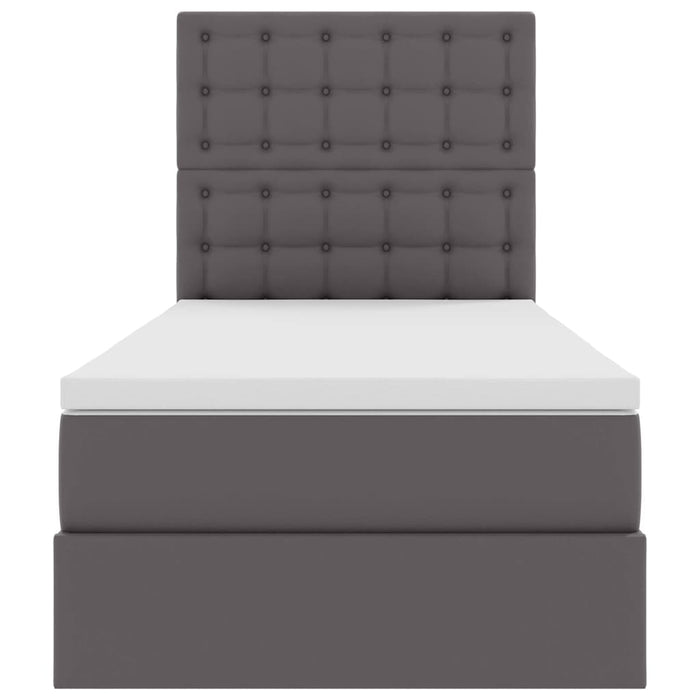 Pat cu storage cu saltea Gri 100 x 200 cm Piele artificială - WALTI WALTI