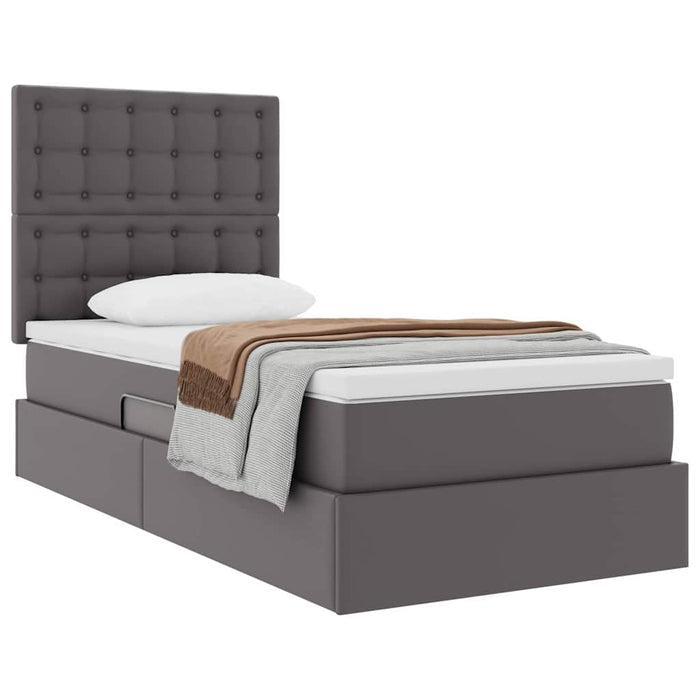 Pat cu storage cu saltea Gri 100 x 200 cm Piele artificială - WALTI WALTI