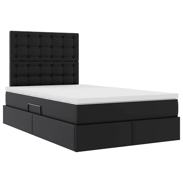Pat cu storage cu saltea Negru 120 x 190 cm Piele artificială - WALTI WALTI