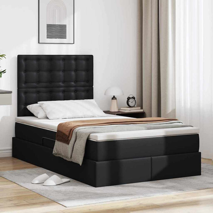 Pat cu storage cu saltea Negru 120 x 200 cm Piele artificială - WALTI WALTI