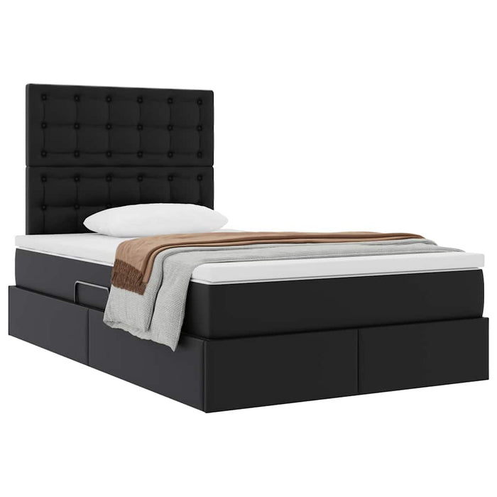 Pat cu storage cu saltea Negru 120 x 200 cm Piele artificială - WALTI WALTI