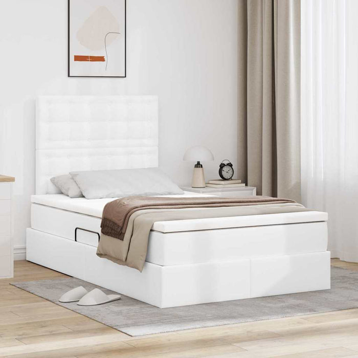 Pat cu storage cu saltea Alb pur 120 x 200 cm Piele artificială - WALTI WALTI