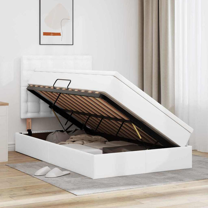 Pat cu storage cu saltea Alb pur 120 x 200 cm Piele artificială - WALTI WALTI