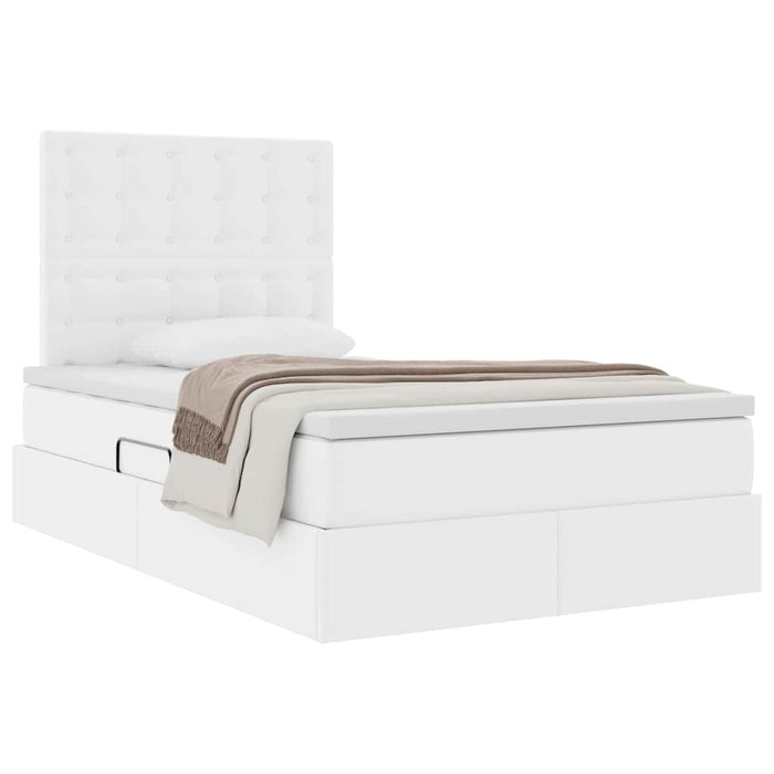 Pat cu storage cu saltea Alb pur 120 x 200 cm Piele artificială - WALTI WALTI