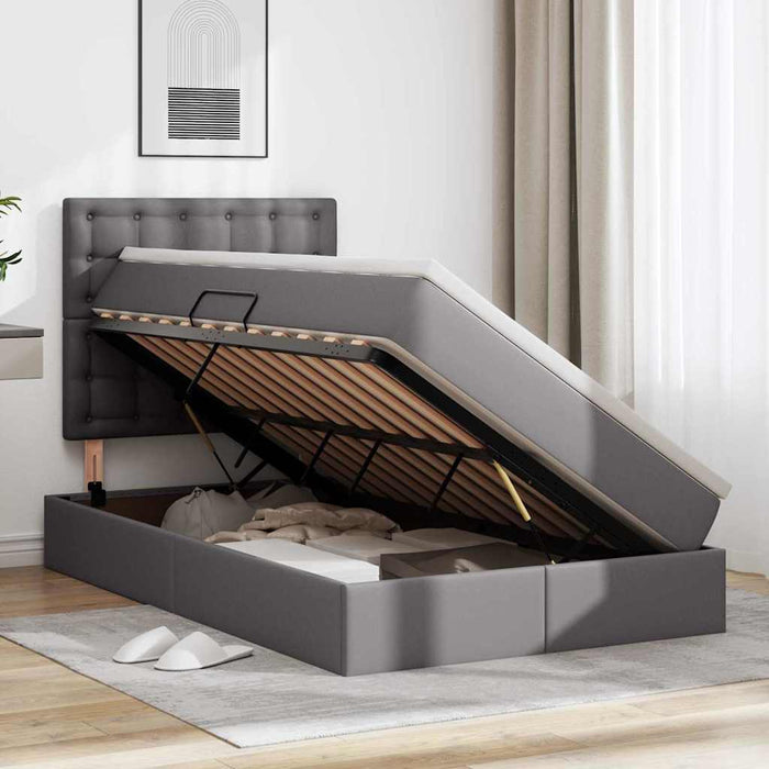 Pat cu storage cu saltea Gri 120 x 200 cm Piele artificială WALTI