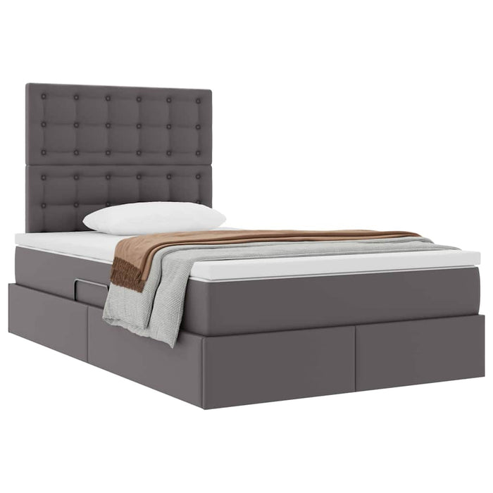 Pat cu storage cu saltea Gri 120 x 200 cm Piele artificială WALTI