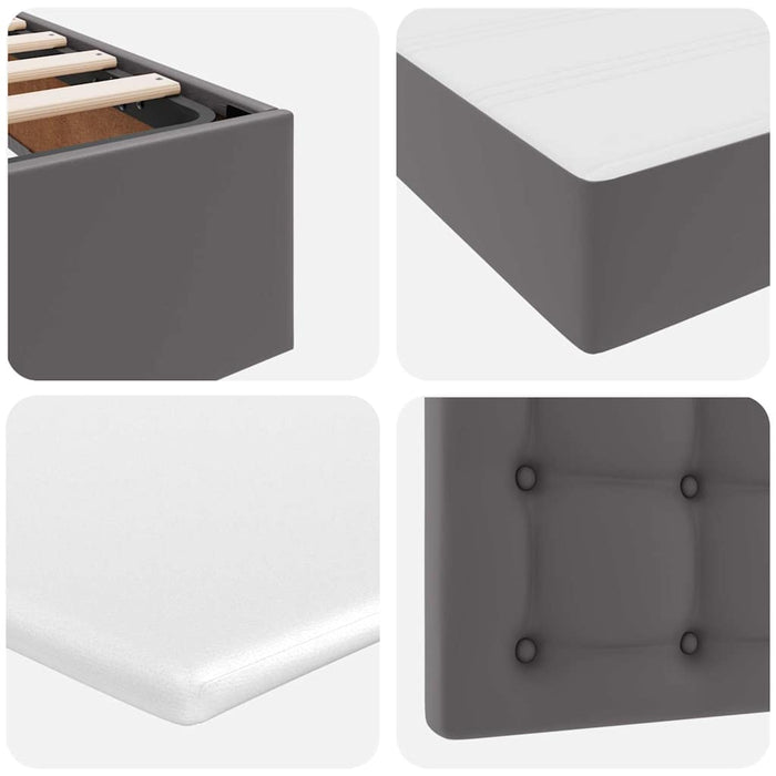 Pat cu storage cu saltea Gri 140 x 190 cm Piele artificială - WALTI WALTI