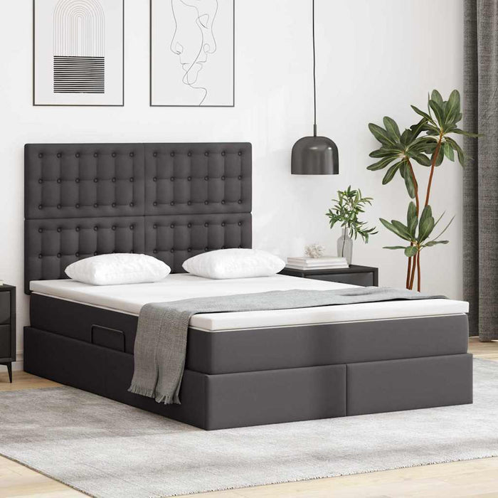 Pat cu storage cu saltea Gri 140 x 190 cm Piele artificială - WALTI WALTI