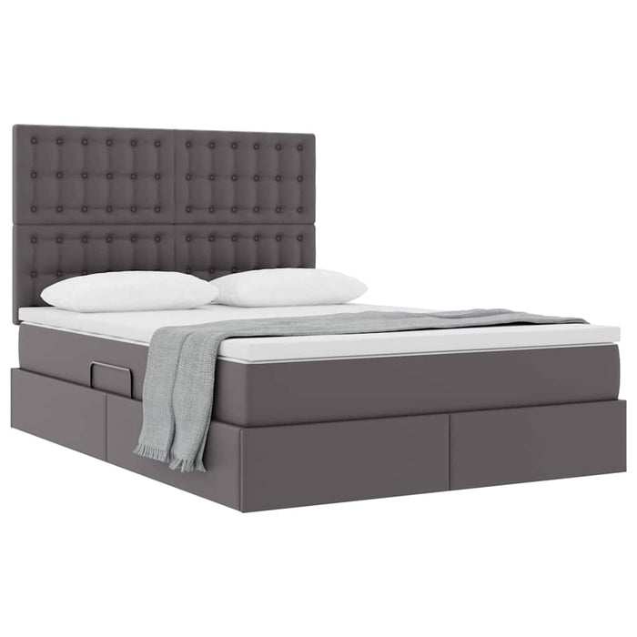 Pat cu storage cu saltea Gri 140 x 190 cm Piele artificială - WALTI WALTI