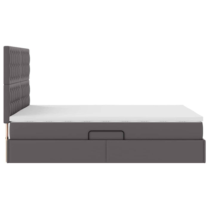 Pat cu storage cu saltea Gri 140 x 190 cm Piele artificială - WALTI WALTI