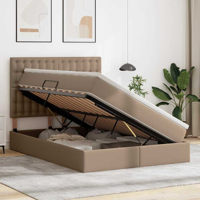 Pat cu storage Cappuccino 140 x 190 cm Piele artificială - WALTI WALTI