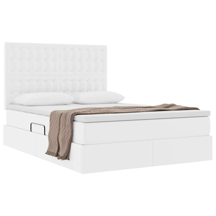 Pat cu storage cu saltea Alb pur 140 x 200 cm Piele artificială - WALTI WALTI
