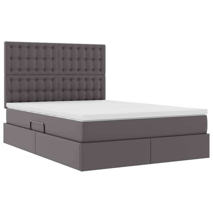 Pat cu storage cu saltea Gri 140 x 200 cm Piele artificială - WALTI WALTI