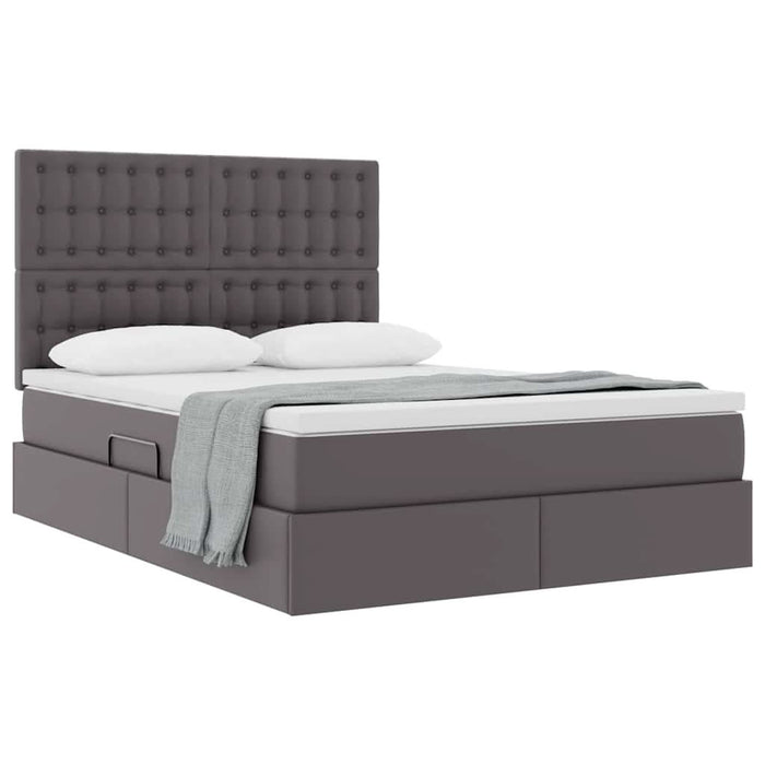 Pat cu storage cu saltea Gri 140 x 200 cm Piele artificială - WALTI WALTI