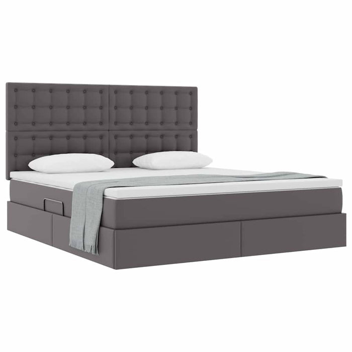 Pat cu storage cu saltea Gri 160 x 200 cm Piele artificială - WALTI WALTI