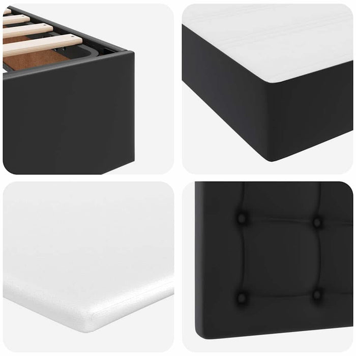Pat cu storage cu saltea Negru 180 x 200 cm Piele artificială - WALTI WALTI