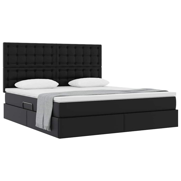 Pat cu storage cu saltea Negru 180 x 200 cm Piele artificială - WALTI WALTI