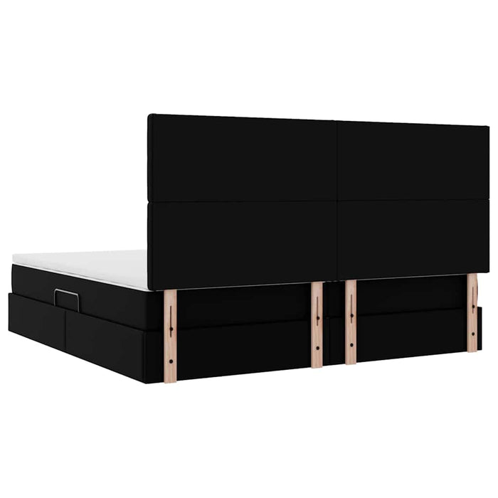 Pat cu storage cu saltea Negru 200 x 200 cm Piele artificială - WALTI WALTI