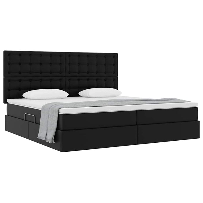 Pat cu storage cu saltea Negru 200 x 200 cm Piele artificială - WALTI WALTI